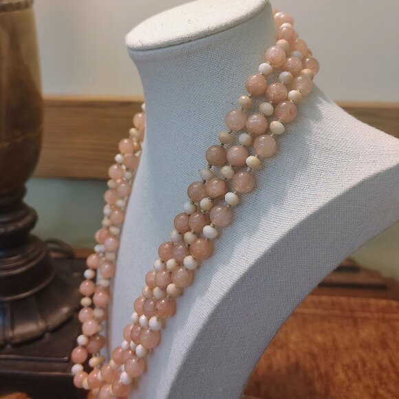 Pink Genuine Spinel Tied Bead Necklace Hand Knot Continuous - Picture 4 of 9